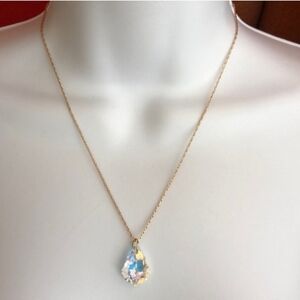 Gold Necklace with Iridescent Pendant